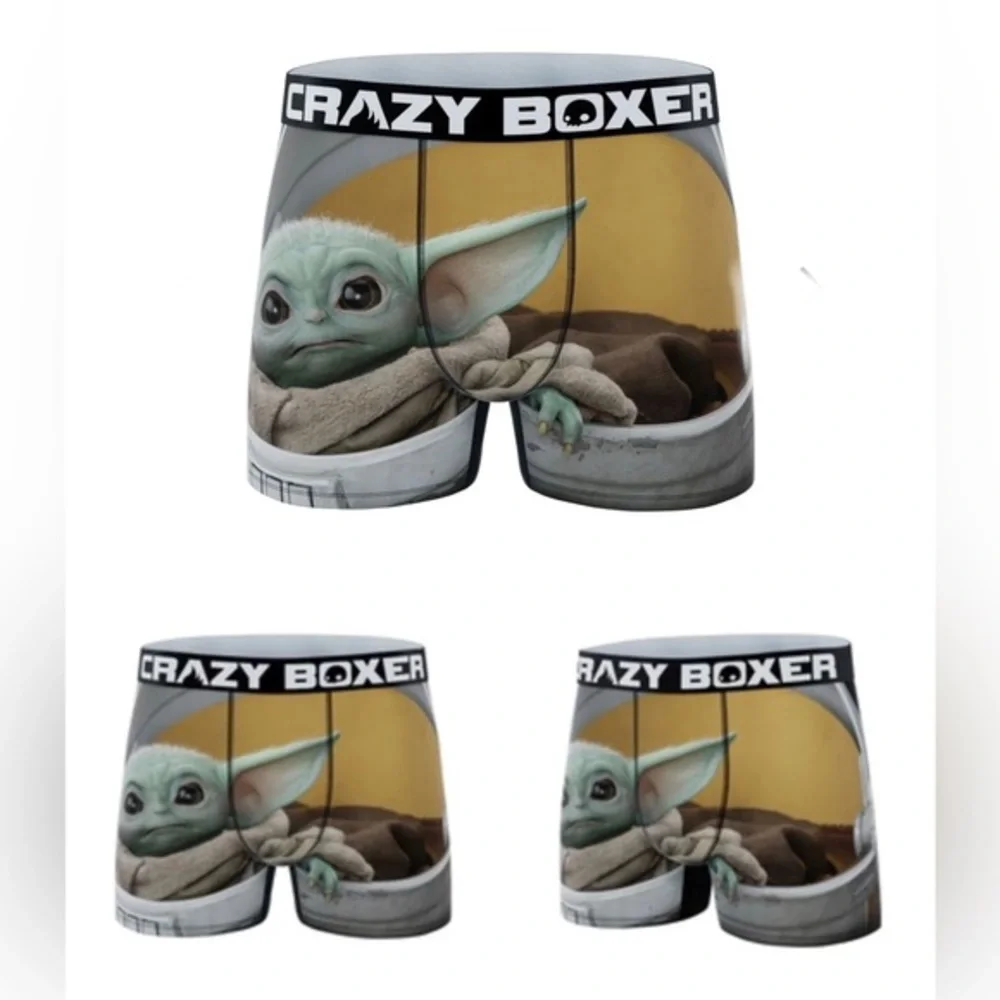 CRAZYBOXER The Mandalorian Baby Yoda‎ Face men’s Boxer Briefs 2pk size large new